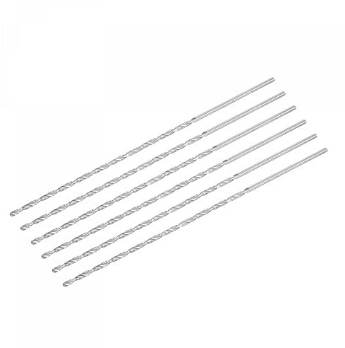 sourcing map HSS(High Speed Steel) Extra Long Twist Drill Bits, 3mm Drill Diameter 200mm Length 6 Pcs