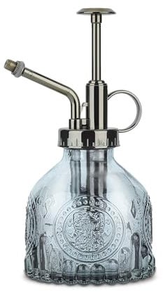 KoGiio Verre Plantes Vaporisateur D'arrosage, 200ml Rétro avec Pompe Arrosoir, Une Main Darrosage Pulvérisateur Brumisateur pour Jardinage Plantes, Jardin, Nettoyage, L'alcool-Gris-Buse Bronze