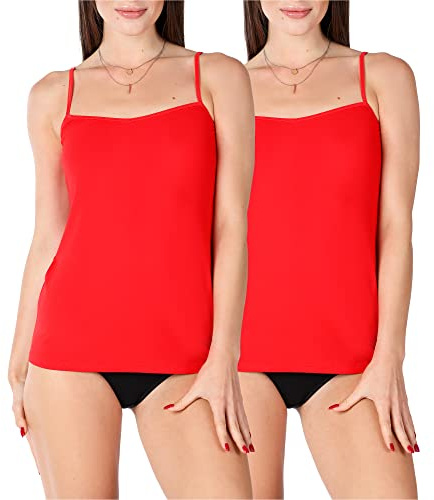 Bellivalini Damen Unterhemd aus Viskose BLV50-218 (2er-Pack: Rot, XS)