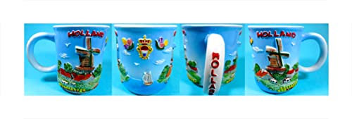 1 Tasse Holland Color Windmühle Tulpen 10,5 x 8,5 cm Kaffee Becher Maritim Souvenir Deko GMTX 2281