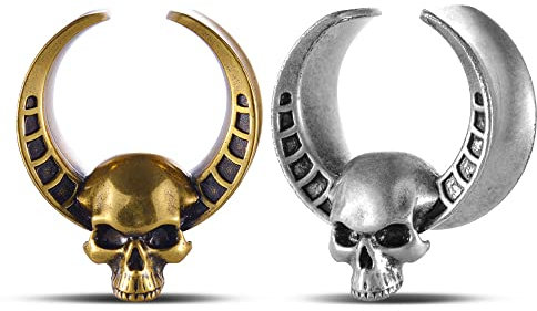 ERKUOO 2PCS Eröffnung Sattel Ohrentunnel Schädel Hörner Plug Ohr Gauges Piercing Expander Studs Tragen Mode Körper Piercing Schmuck Ohrringe Geschenk 8mm
