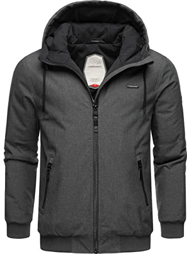 Ragwear Herren warme wasserdichte und atmungsaktive Winterjacke kurz mit Verstellbarer Kapuze Stewie Black22 Gr. XXL