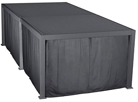 Hespéride - Kit de Rideaux Moustiquaires et Rails pour Pergola Bioclimatique Evora Grand Modèle Ardoise - Produit Traité Contre Les UV - Accessoire