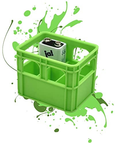 Batterie Bier Kasten Batteriekasten Batteriekiste Batteriebox Aufbewahrungsbox Minikiste Minibox für Aufbewahrung von Batterien AA, AAA, 9V, Leerkiste - 3D gedruckt (9 Volt, Grün)