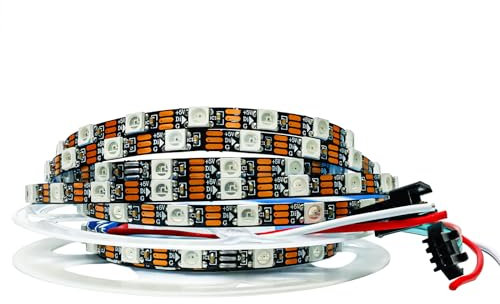 Tesfish WS2812B LED Streifen Lichts 5V, 5mm Breit Ultra Dünn RGB Pixel Strip 2m 5050 120 LEDs IP30 Schwarze PCB Vollfarbiger Individuell Adressierbarer Lichtleiste für DIY Werbung Dekoration