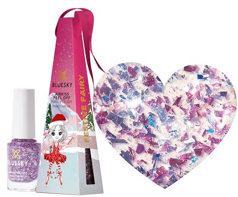 Bluesky Christmas Kids Nail Varnish Bauble – Festive Fairy, Pink Multicolour Glitter. Easy Peel-off, Non-Toxic, Water- based, Odour-free Nail Polish for Kids, 5ml