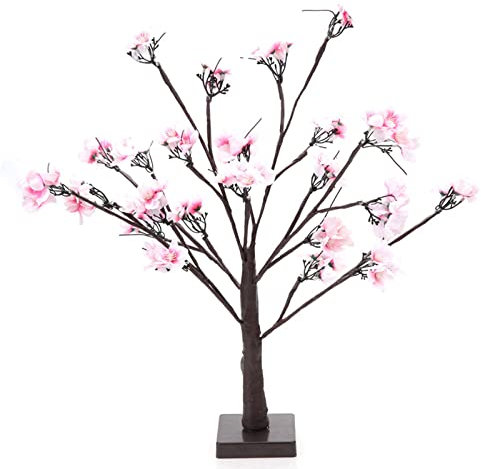 Leapiture LED Cerisier Fleur Arbre Lumière 24 LED Bureau Décor Lampe Décor Japonais Fleur Veilleuse pour la Maison Fête Festival Mariage Chambre Décor Blanc Chaud