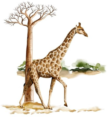 GRAZDesign Wandtattoo Afrika mit Giraffe, Wandaufkleber Kinderzimmer & Wohnzimmer, Wanddeko als Aufkleber, afrikanisch - 60x57cm