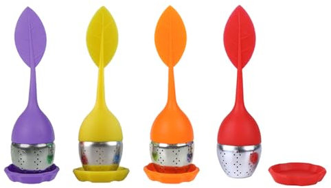 Tea Infuser, Teesieb Teeei Silikon, Tee-Ei, 4 Stück Tee-Ei Silikon, Tee-Ei Aus Rostfreiem Edelstahl Und Silikon, Teefilter Aus Edelstahl Und Silikon Teeei, Teesieb Aus Edelstahl & Silikon