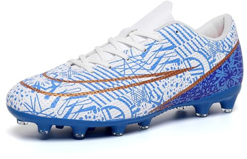 KUUK Fussballschuhe Kunstrasen Herren Hallenschuhe Fussball Turf Fußballschuhe Für Jungen Indoor AG FG TF Trainingsschuhe Outdoor (Weiß AG 41)