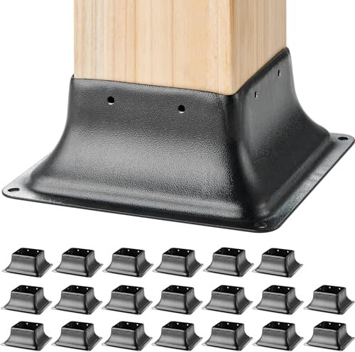 VEVOR Confezione da 20 Supporti per Pali in Legno 4''x4'' 102x102 mm, Base per Pali Interni 91,4x91,4 mm in Acciaio a Carbonio per Ancoraggio Pali in Legno Ringhiere, Corrimano di Terrazze, Portici