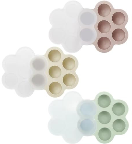 PandaEar 3er-Pack Babybrei Einfrierform Behälter mit Deckeln, Silikon Eiswürfelbehälter, Beikost Einfrieren Behälter für Babynahrung Aufbewahrung und Fruchtsauger (Pink/Grün/Leinen)