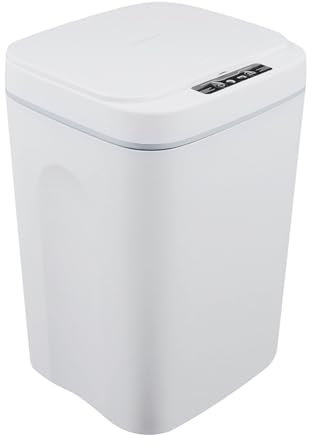 UYRTOY Papelera Automática, 16L Cubo para Sensores Automáticos Inteligente Sensor, Ldéal Para Cocina, Dormitorio, Cuarto de Baño, Sala y Balcón, Blanco