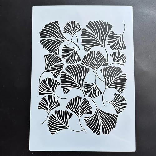 Zeichenschablonen-Set, A4, 29 x 21 cm, Ginkgo-Blatt-Schablonen zum Malen auf Holz, Wand, Stoff, Stein, Boden, Fliesen, Kunsthandwerk Schablonen für Heimdekoration