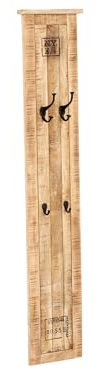 Woodkings Garderobe Pune I Wandpaneel 30x1140cm aus Mangoholz I Garderobenpaneel für Flur oder Diele I Wandgarderobe, inkl. Kleiderhaken, Flurmöbel