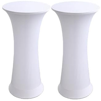 Mateju Stretch Stehtisch Husse Rund, Elastisch Tischdecke für Bistrotisch Stehtische, Feiern Veranstaltungen Hochzeit Dekoration Party für Bankett Hochzeit Geburtstag (60cm 2 Stück,Weiß)