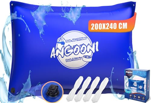 Angooni Poolkissen Winter XXL 200 x 240 cm (für 280-600 x 320-700 cm Pools) | Luftkissen Pool mit Doppelnaht zur Poolabdeckung | Pool Kissen für den Winter | mit Boston Dual-Inflation Ventil | Blau