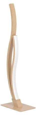 EGLO LED Nachttischlampe Grisolia, geschwungene Tischlampe, Zimmer Deko Schlafzimmer, Wohnzimmerlampe aus Metall und Kunststoff in Holz-Optik, neutralweiß, H 45,5 cm