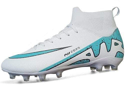 WOWEI Fußballschuhe Herren High Top Spike Cleats Outdoor Athletics Professionelle Fussballschuhe Kinder Trainingsschuhe Fußballschuhe Sportschuhe Wettkampf (IQJ-C17, 33EU)
