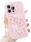 UEEBAI Wave Case for iPhone 13 Pro Max, Cute Bling Butterfly Case for Girl Women, Pretty Glitter Sparkle Stars, Clear Curvy Protective Shockproof Bumper Phone Cover - Pink
