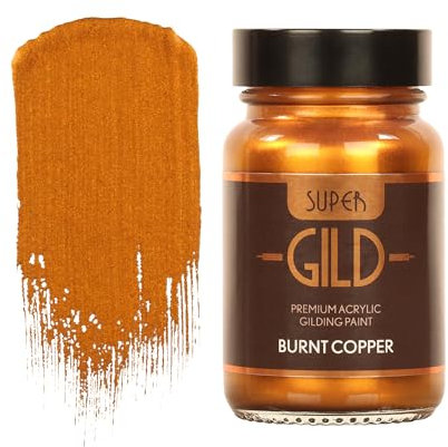 Guild Lane Super GILD Burnt Copper Acrylic Paint - High Pigment Metallic Enamel for Wood, Metal, Ceramics, Glass, Plastic, Canvas & More - Water-Based, Non-Tarnish Finish - 60ml