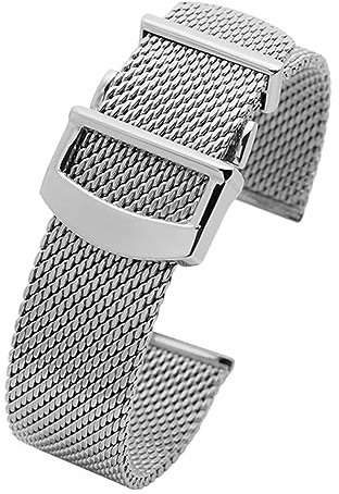 NASUNJIA 20 Mm 22 Mm Milanaise-Edelstahl-Mesh-Armband, Kompatibel Mit Omega Seamaster 300 007, Kompatibel Mit Faltschließe Der IWC PORTOFINO FAMILY-Serie(20mm)