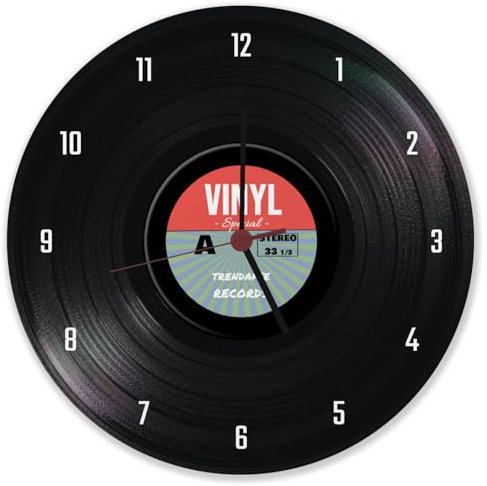 Retro Vinyl Special Schallplatte Wanduhr aus Alu Musikalischer Zeitmesser Kreisförmige Bunte Schallplatte Farbenfrohes Label-Design Trendaffe Records