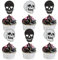 Blumomon 24 Stück Glitter Halloween Kuchen Dekoration - Skelett Cupcake Topper, Tortenaufsatz, Party Dekoration - Death Metal Musik Party Zubehör