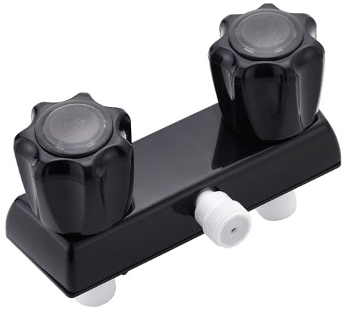 Grifo de ducha para caravana, grifo de ducha de cámper, desviador de válvula de ducha RV de 4 pulgadas con pomos acrílicos dobles para ducha de baño exterior e interior, color negro