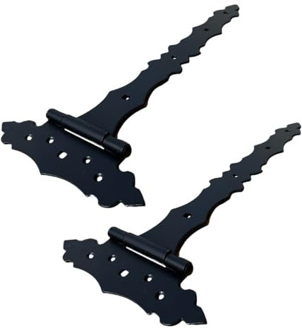 Moni Kreuzgehänge 2er SET 100mm-300mm Garten Scharnier Schwarz Deko T-Bänder Dekoration Dekorativ Torscharnier Tor T-Band (300mm) Rustikal Stahl Pulverbeschichtet