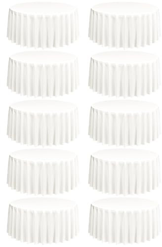 10 Packung Elfenbeinfarbene runde Tischdecken, 305 cm, runde Tischdecke, waschbar und wiederverwendbar, Flecken und knitterfrei, Polyesterstoff für Hochzeit, Party, Bankett, Restaurant, Dekoration