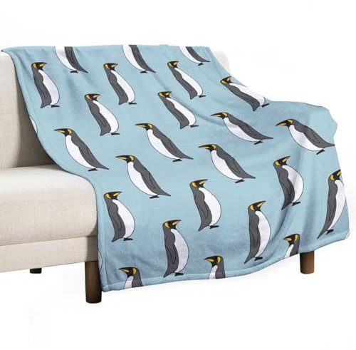 QTAVETEND Überwurfdecke mit niedlichem Pinguin, weich, flauschig, Flanell, leicht, Klimaanlage, Decken für Sofa, Wohnzimmer, Bett, 180 x 200 cm