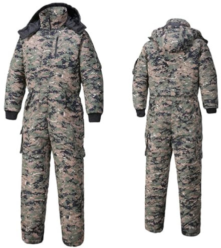 Mens Padded Heavy Duty Overall Hard Wearing Quilted Mechanics Boiler Suit Warm Workwear Hooded Boilersuit Coverall with Multiple pockets (B, 165/M)