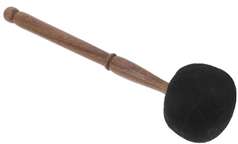 UPKOCH Bol sonore de Bouddha en feutre pour guérison du son - Maillet tibétain - Bol chantant tibétain - Instrument tibétain - Striker - Gong - Méditation - Bâton en bois noir