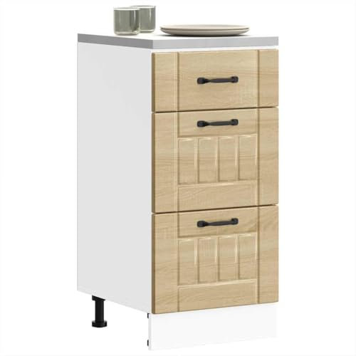 Myheimly Küchenschrank Küchenzeile,Küchenmöbel Einbauküche Schrank,Holzwerkstoff Schrank,Sonoma Eiche,Kitchen Cabinet (3 Drawers),40 x 46 x 81.5 cm