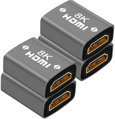 4 Stück 8K HDMI Koppler, HDMI 2.1 Verlängerung Buchse auf Buchse, unterstützt 8K @ 60Hz, 4K @ 120Hz UHD HDR, HDMI Verlängerung für Laptop, HDTV, PC, Monitor, Roku TV