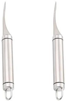 HFMYGS Pack of 2 Grapefruit Knives, Curved Grapefruit Knife Made of Stainless Steel with Serrated Edge, Fruit Knife with Serrated Edge, Kitchen Knife, Grapefruit Peeler for Citrus Fruits