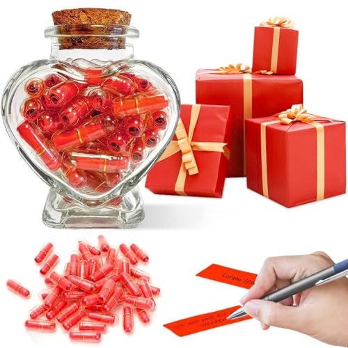 Zyluniy 50 Pièces Lettres en Capsule Message en Bouteille, DIY Cadeau d'anniversaire pour Lui et Elle, Personnalisée Cadeau pour Fête des Mères, Saint-Valentin, Maman, Amoureux, Anniversaire de Couple