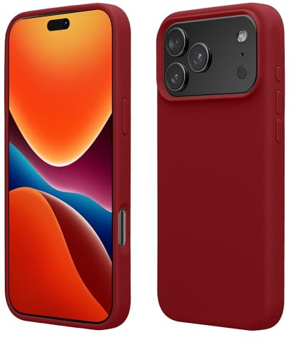 kwmobile Handyhülle für iPhone 17 Pro Hülle, für iPhone 17 Pro Case - Hülle Silikon - kabelloses Laden - Rhabarber Rot
