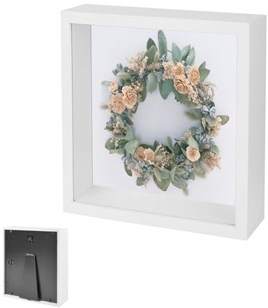 Bilderrahmen zum Befüllen, Holz 3D Blumen Schattenbox 10 x 15 cm, mit Transparente Acrylplatte, Quadratischer Objektrahmen Tiefer 3cm, für Hochzeitssträuße, Erinnerungsstücke(Weiß)