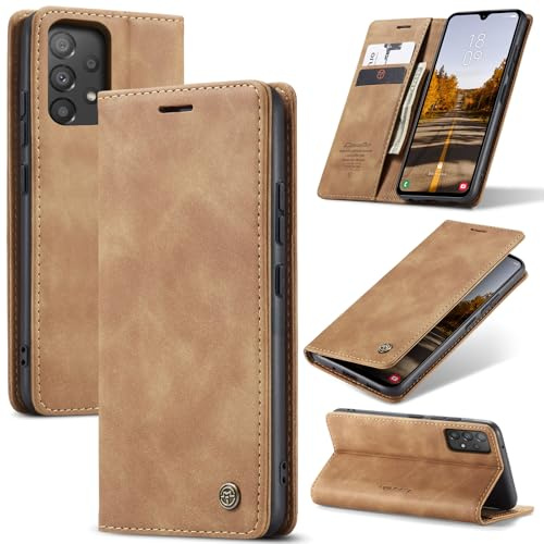 Lanranwa Handyhülle für Samsung Galaxy A53 5G Hülle Premium Lederhülle Klappbar Flip Case Handytasche Schutzhülle Klapphülle Standfunktion für Samsung Galaxy A53 -Braun