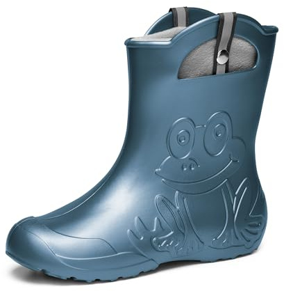 Ladeheid EVA Gummistiefel Damen warm gefüttert durch herausnehmbaren Innenschuh leichte wasserdichte Regenstiefel Griffe zum Anziehen rutschfeste Sohle LA-CA-23