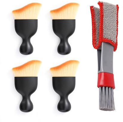 GZLANYA Complete Interior Car Cleaning Kit - Soft Duster Brush, 5Pcs Car Detailing Brushes, Air Vent Cleaning Brush, Compact Size, Versatile Car Interior Detailing Tools