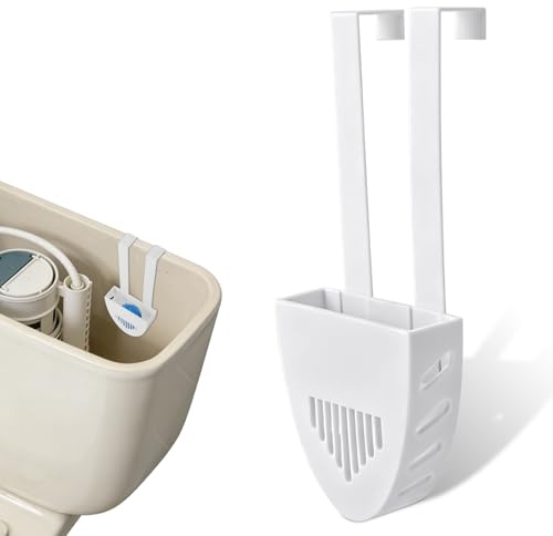 Toilet Tank Cleaning Tablet Holder, 17.8x7.5cm/7.01x2.95in White Plastic Hanging Cleaning Tablet Caddy Brackets Fits Most Standard Toilet Tanks Easy to Install