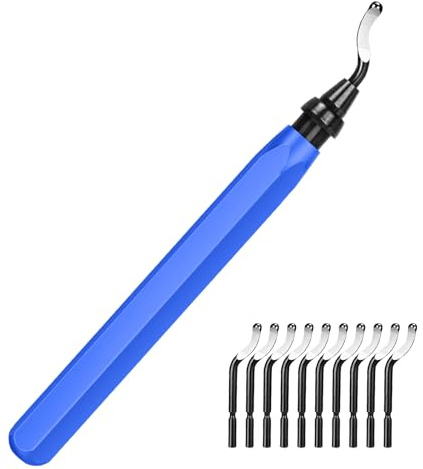 Deburring Tool Set – pipe deburring tool for 3d printing Heavy-Duty Metal Handle with 10 HSS Replacement Blades for Smooth Finishing on Metal, Plastic, 3d printing tools, Aluminum, PVC & Steel