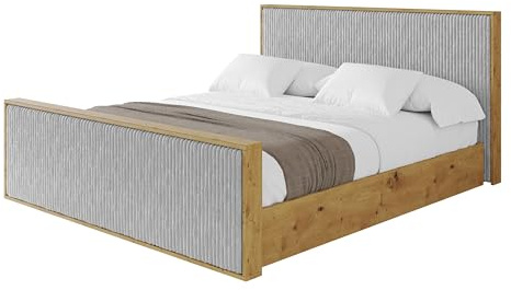 ALTDECOR Polsterbett mit Bettkasten und Lattenrost, Bett mit Matratze H3/H4, Kopfteil, Boxbett, Doppelbett mit Stauraum - ENZO10-Z -200x200 Grau - Tilia 86