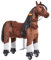 PONNIE Reitpferd mit Rollen Happy S (3-6 Jahre), Spielpferd zum Reiten mit Abnehmbarer Braun Sattel und Halfter mit Zaumzeug, Kämmbare Mähne und Schwanz, Plüschpferd zum Reiten für Kinder