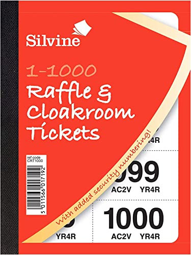 Silvine Garderoben-/Raffleetschets, nummeriert von 1-1000, mit Sicherheitsnummerierung Ref CRT1000 6 Stück