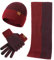 LumiSyne Winter 3 In 1 Mütze Schal Handschuh Sets Für Herren Damen Mode Einfache Zweifarbige Jacquard Touchscreen Handschuhe Beanie Strickmütze Langer Schal Verdickte Und Weiche Wolle