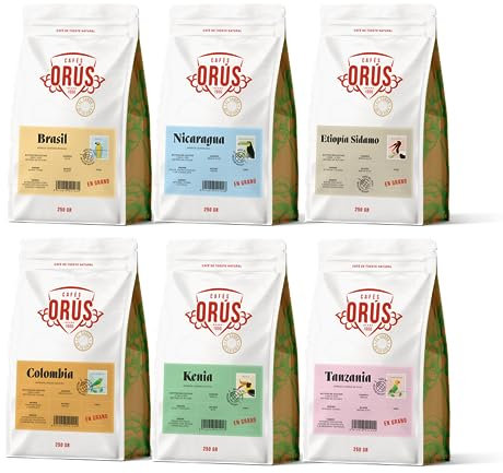Maletín de café MOLIDO Colección Orígenes - (Surtido de 6 variedades de 250 gramos cada uno) - Café de Especialidad 100% Arábica y de Tueste natural |